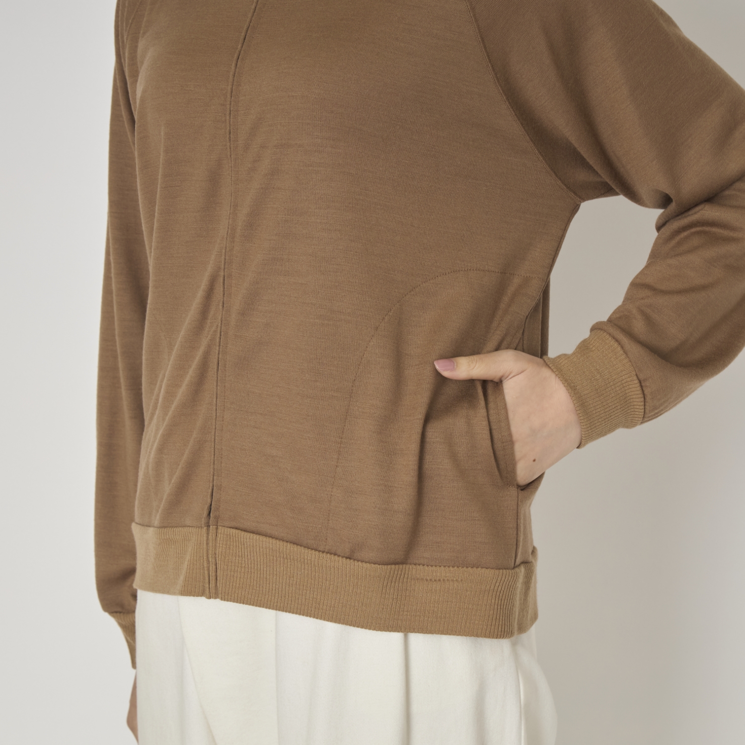 sohi/ウォッシャブルウール天竺ジップアップカーデ